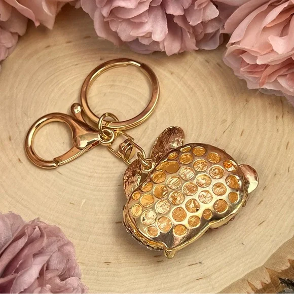 Pale Pink and Silver Crystal Bunny Rabbit Keychain Charm - Picture 10 of 12